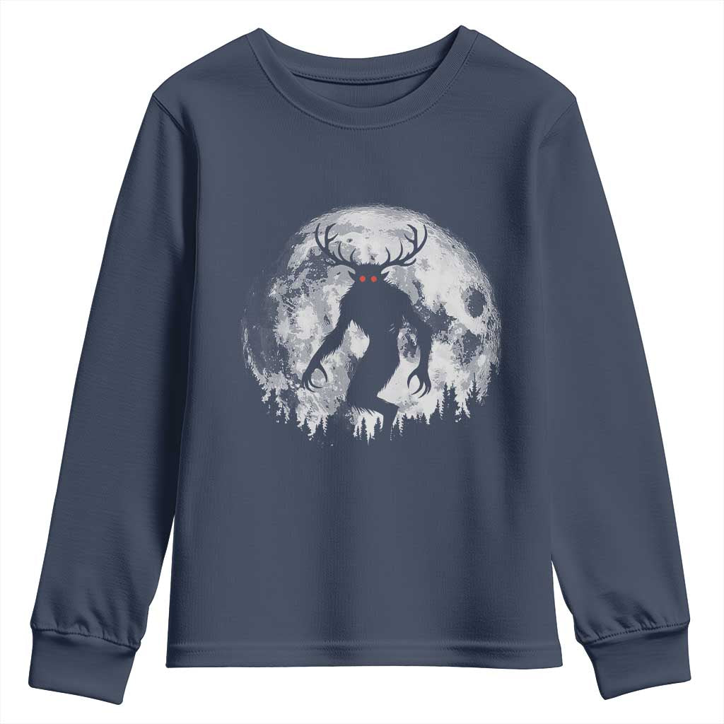 Wendigo Monster Youth Sweatshirt Skinwalker Night Stroll Cryptid Full Moon - Wonder Print Shop