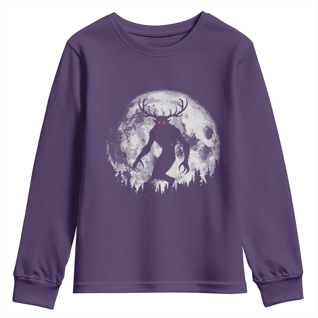 Wendigo Monster Youth Sweatshirt Skinwalker Night Stroll Cryptid Full Moon - Wonder Print Shop