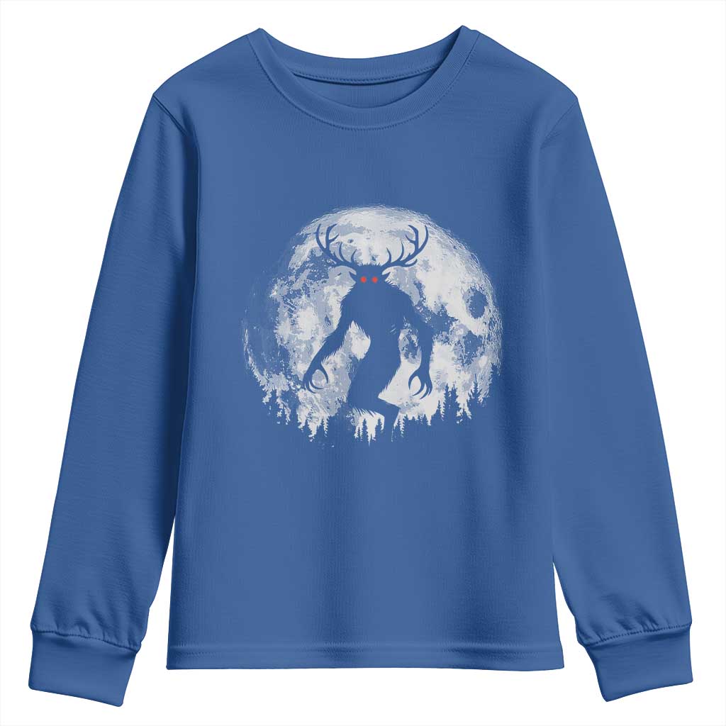Wendigo Monster Youth Sweatshirt Skinwalker Night Stroll Cryptid Full Moon - Wonder Print Shop