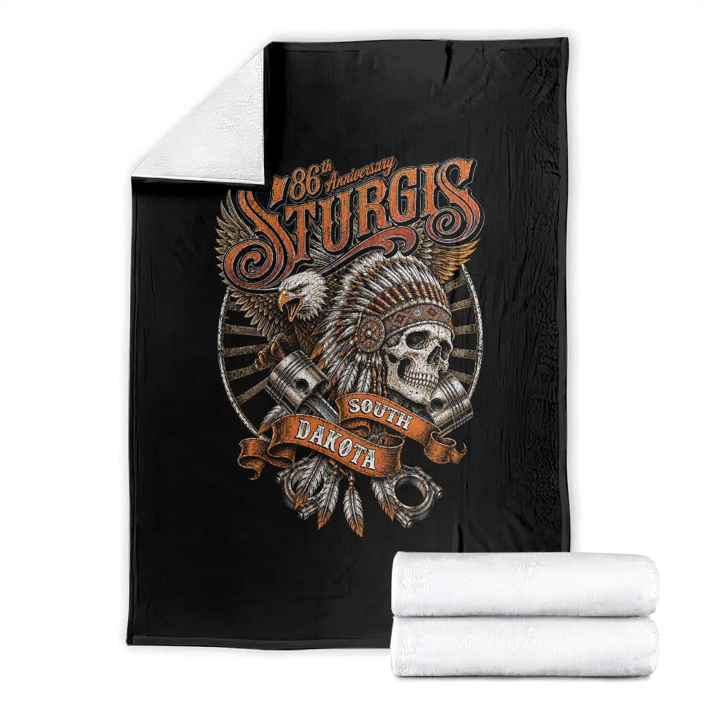 Sturgis South Dakota Indian American Rider Skull 86th Anniversary Throw Blanket