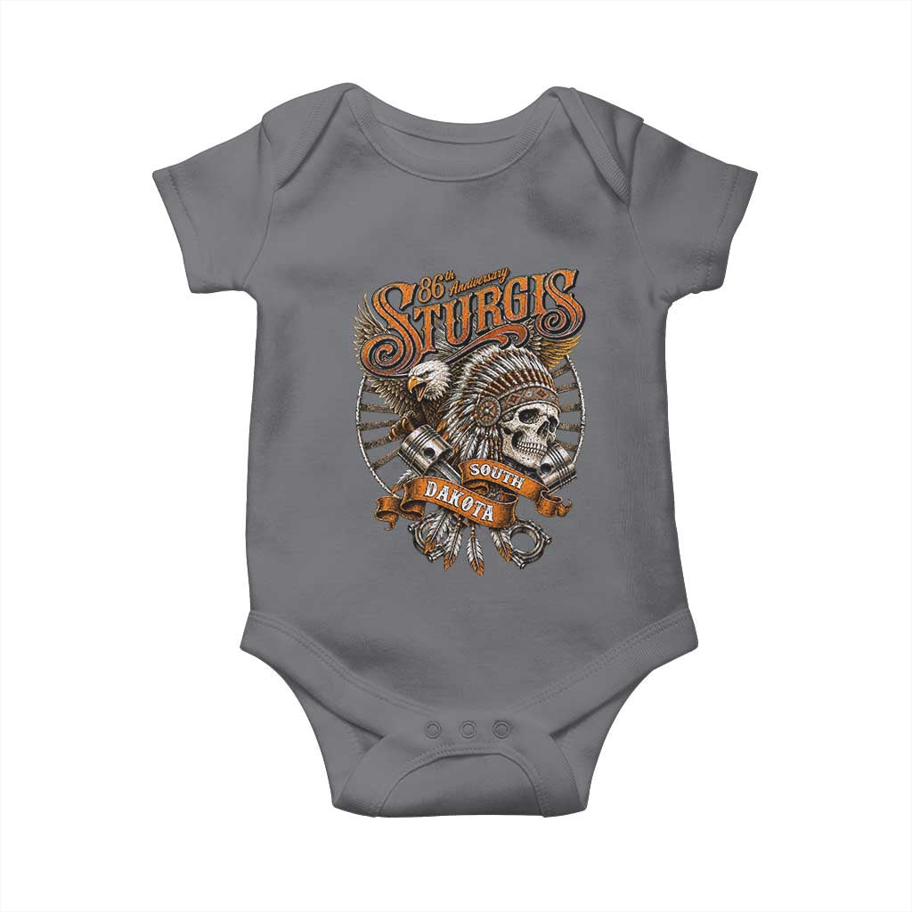 Sturgis South Dakota Indian American Rider Skull 86th Anniversary Baby Onesie