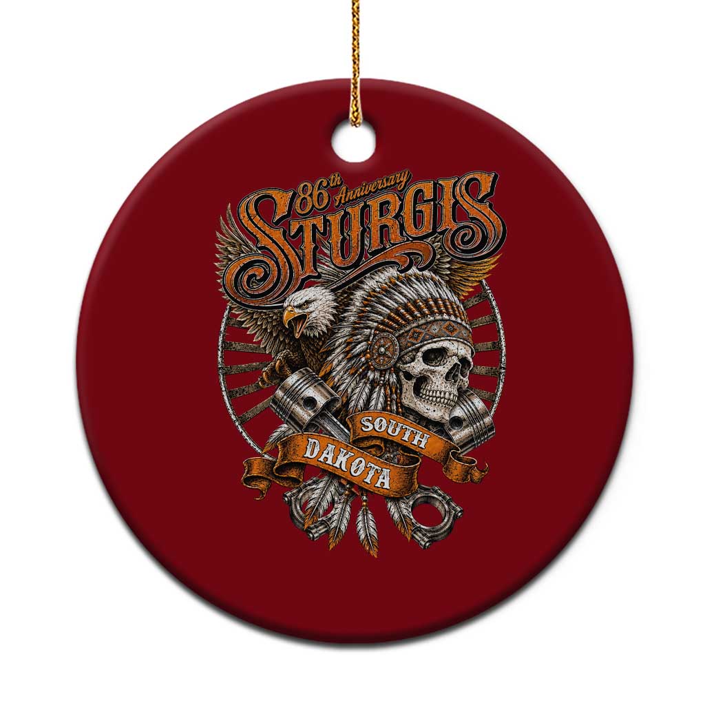 Sturgis South Dakota Indian American Rider Skull 86th Anniversary Ceramic Ornament