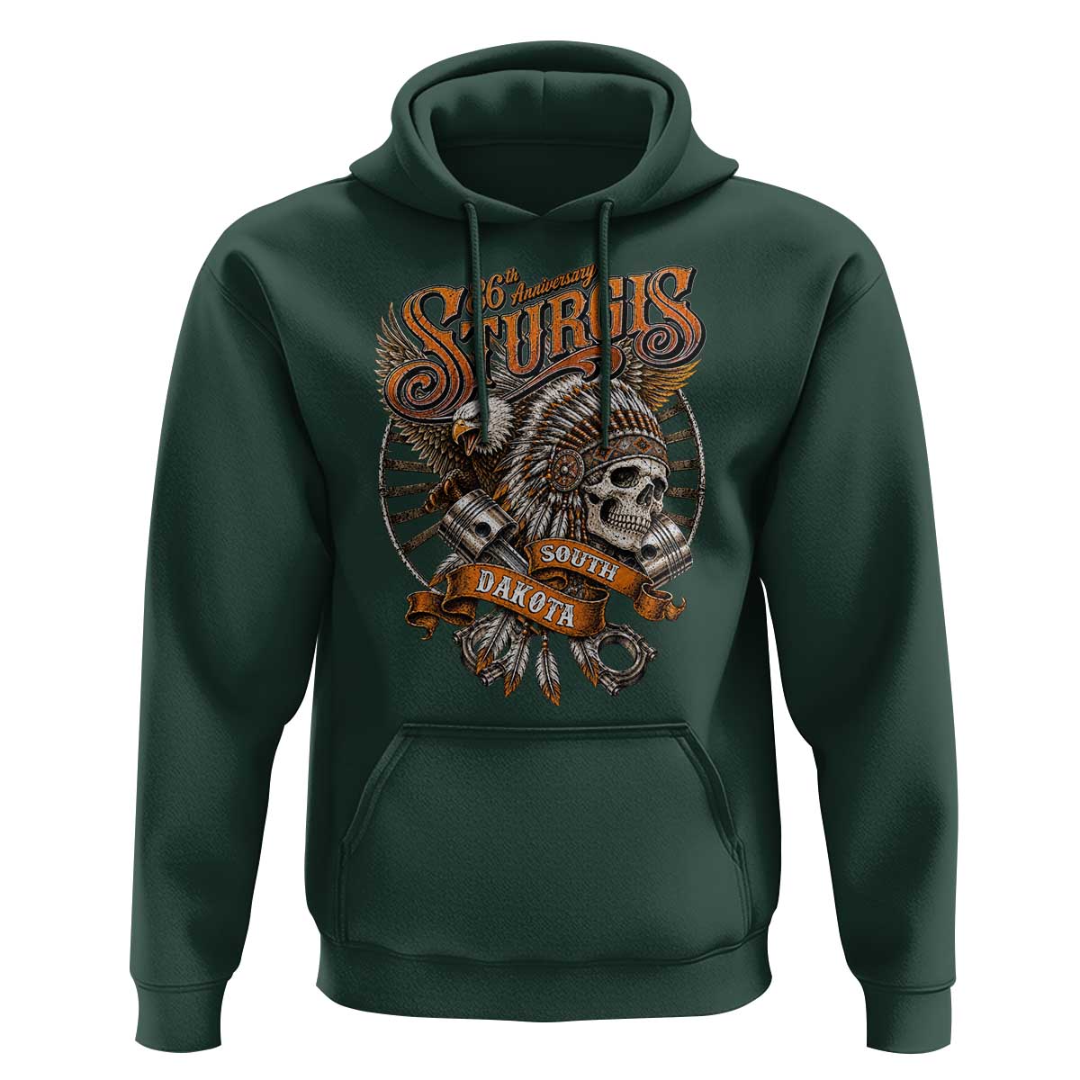 Sturgis South Dakota Indian American Rider Skull 86th Anniversary Hoodie