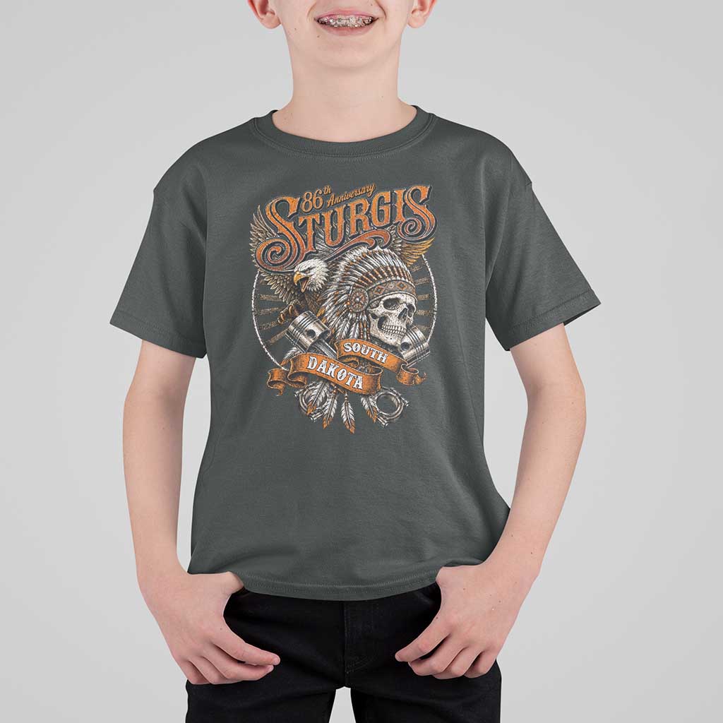 Sturgis South Dakota Indian American Rider Skull 86th Anniversary T Shirt For Kid