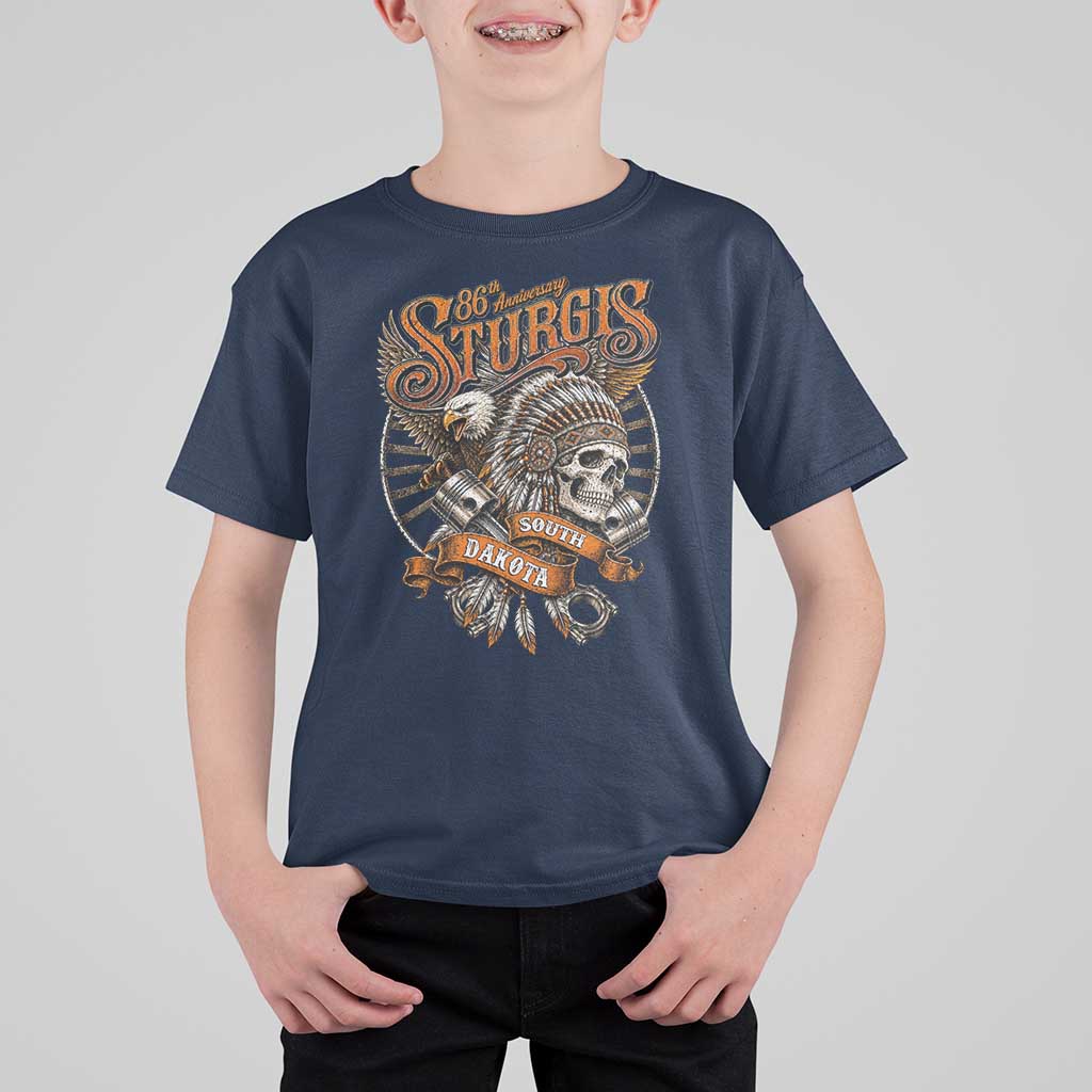 Sturgis South Dakota Indian American Rider Skull 86th Anniversary T Shirt For Kid