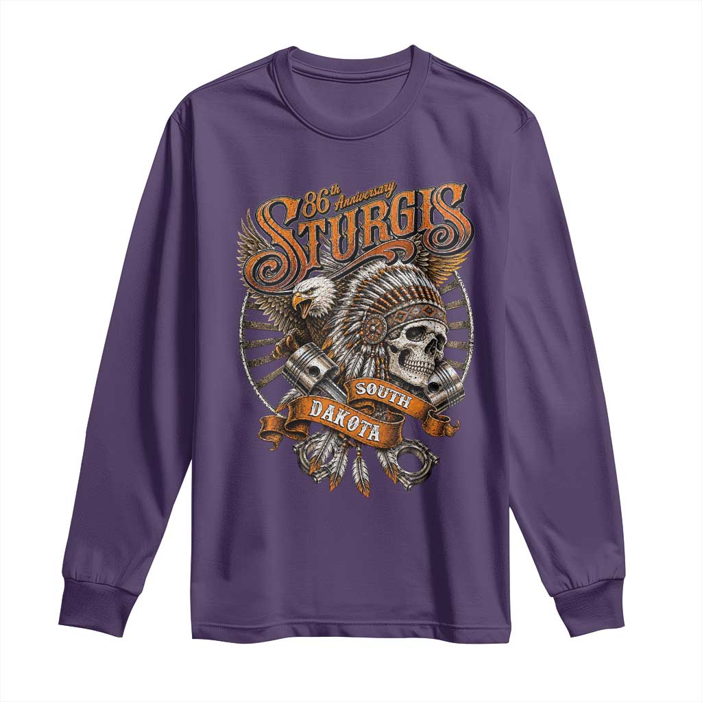 Sturgis South Dakota Indian American Rider Skull 86th Anniversary Long Sleeve Shirt