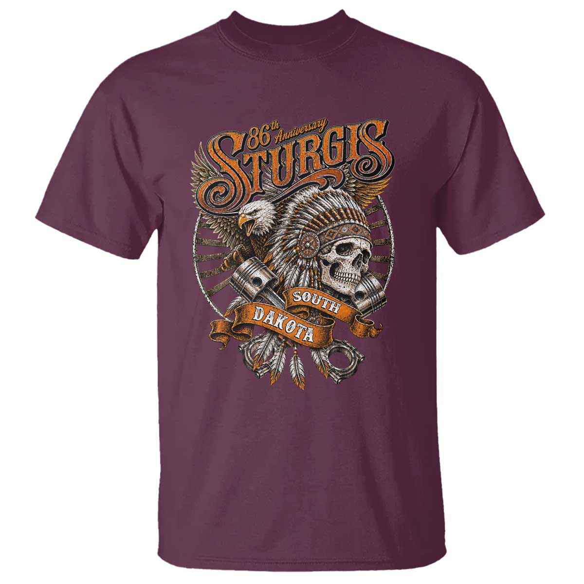 Sturgis South Dakota Indian American Rider Skull 86th Anniversary T Shirt