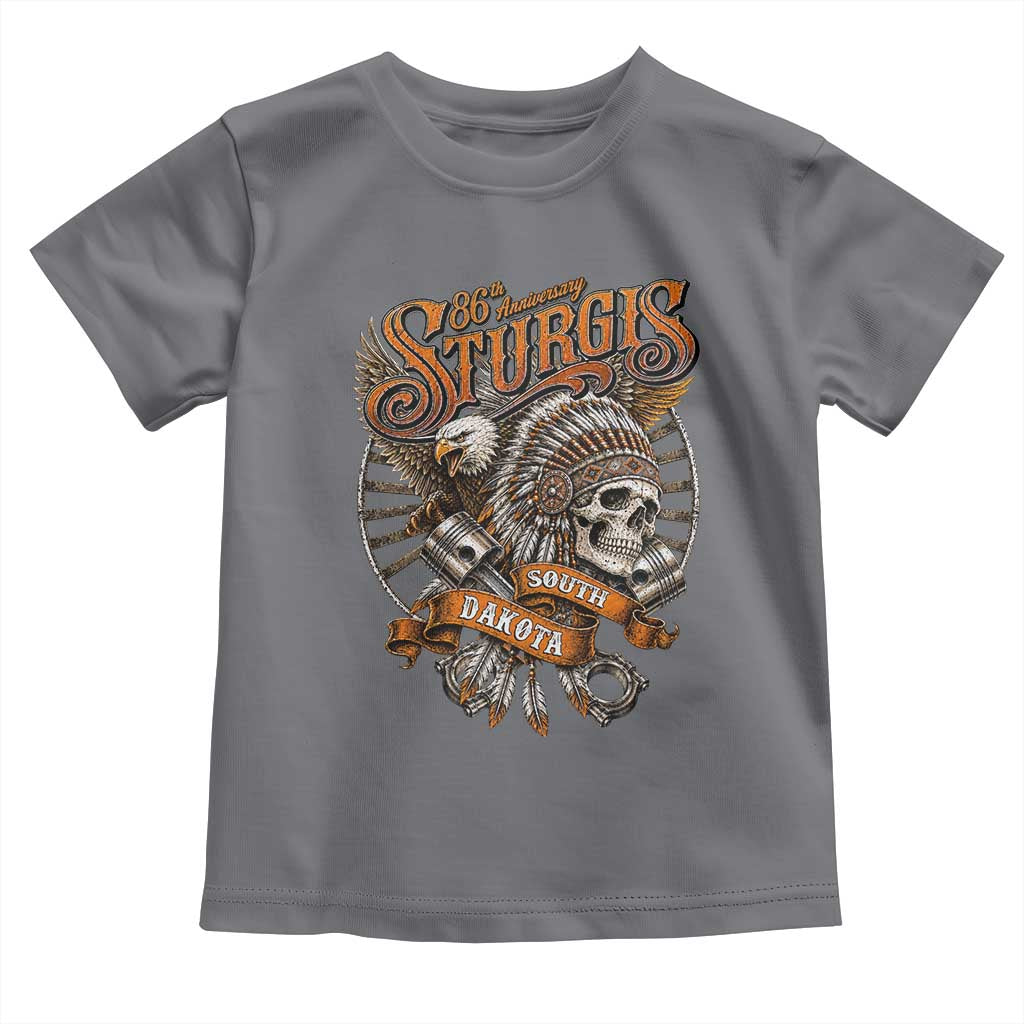 Sturgis South Dakota Indian American Rider Skull 86th Anniversary Toddler T Shirt