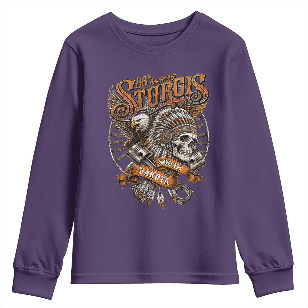 Sturgis South Dakota Indian American Rider Skull 86th Anniversary Youth Sweatshirt