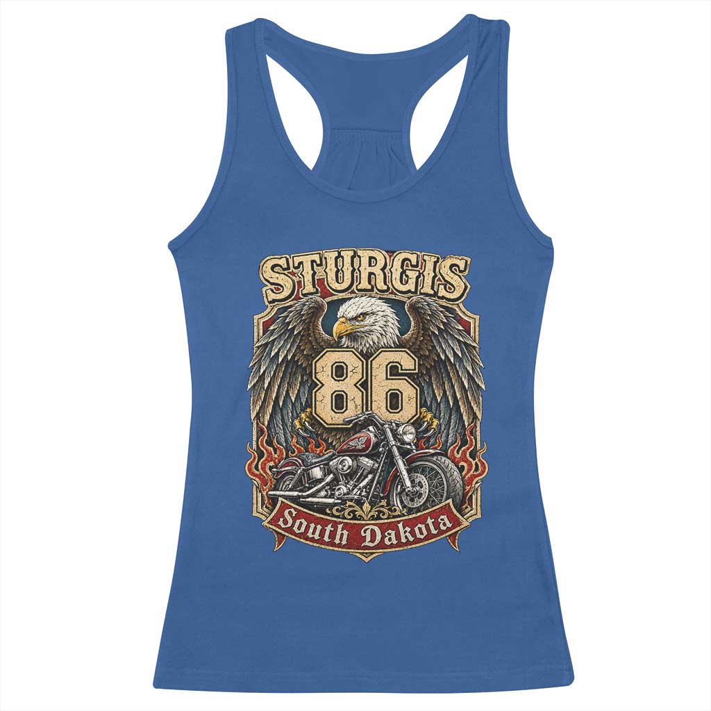 Sturgis South Dakota Motorcycle Lover Eagle 86th Anniversary Racerback Tank Top