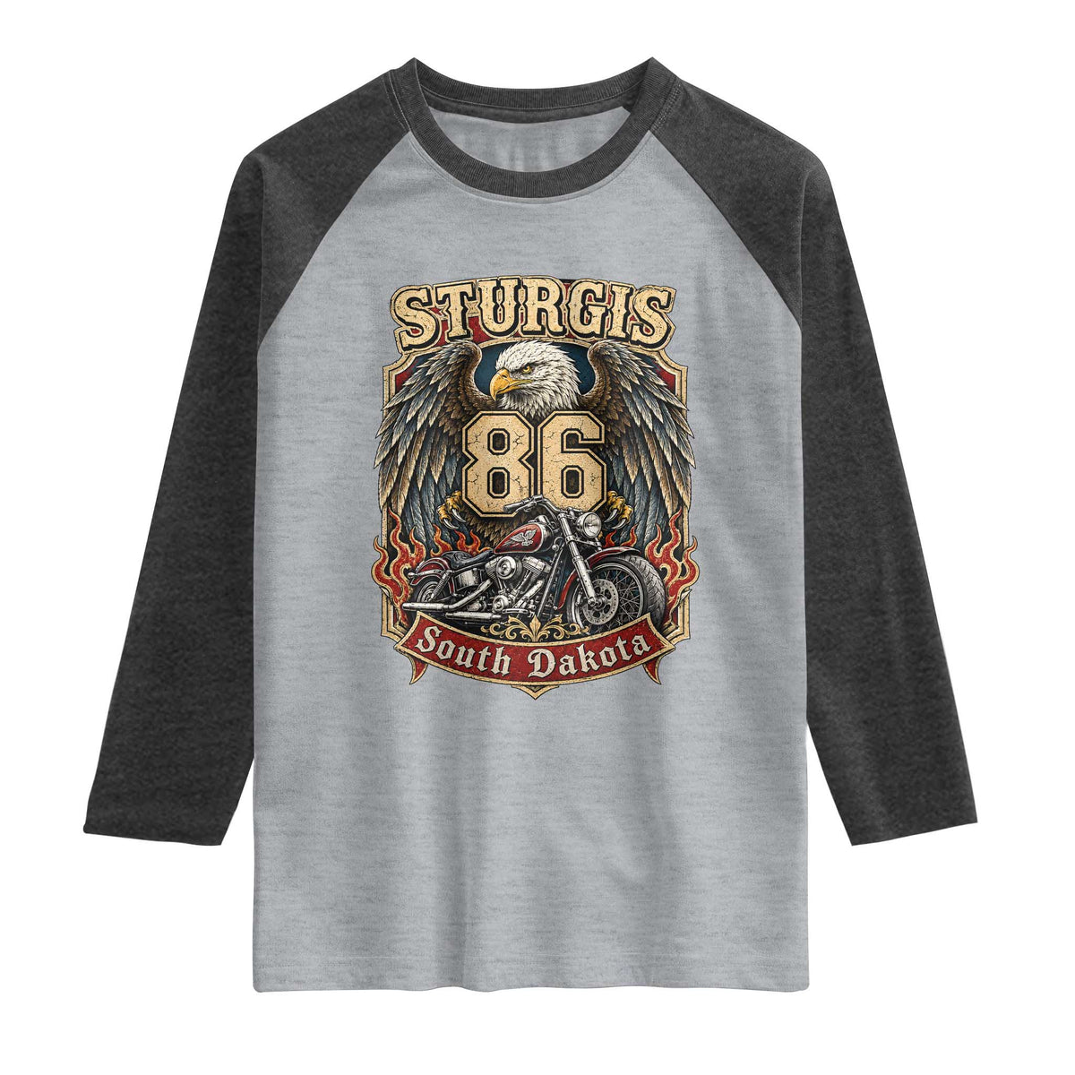 Sturgis South Dakota Motorcycle Lover Eagle 86th Anniversary Raglan Shirt