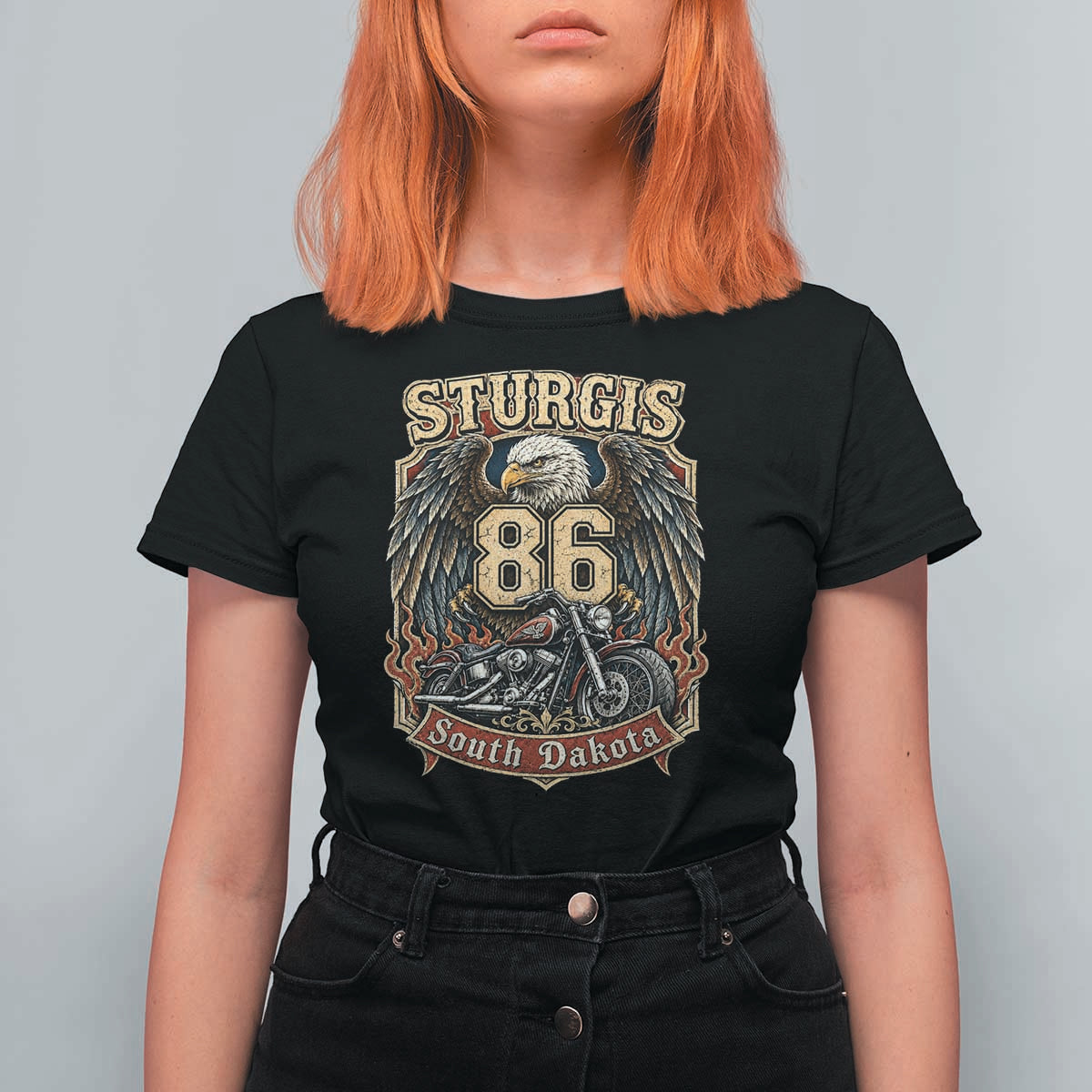 Sturgis South Dakota Motorcycle Lover Eagle 86th Anniversary T Shirt For Women