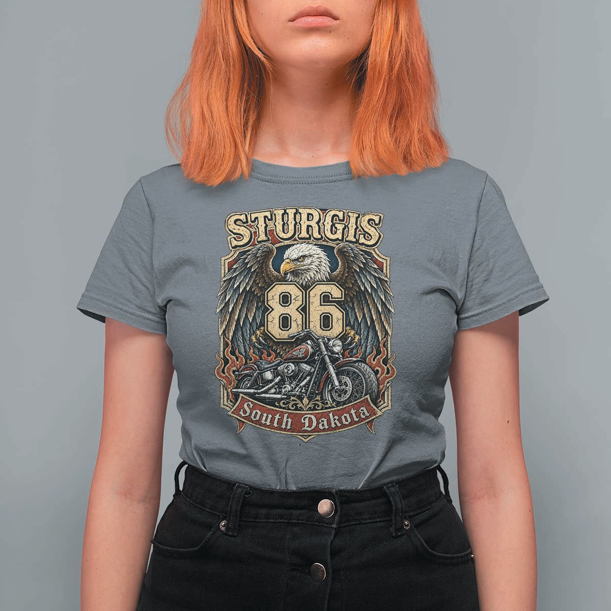 Sturgis South Dakota Motorcycle Lover Eagle 86th Anniversary T Shirt For Women