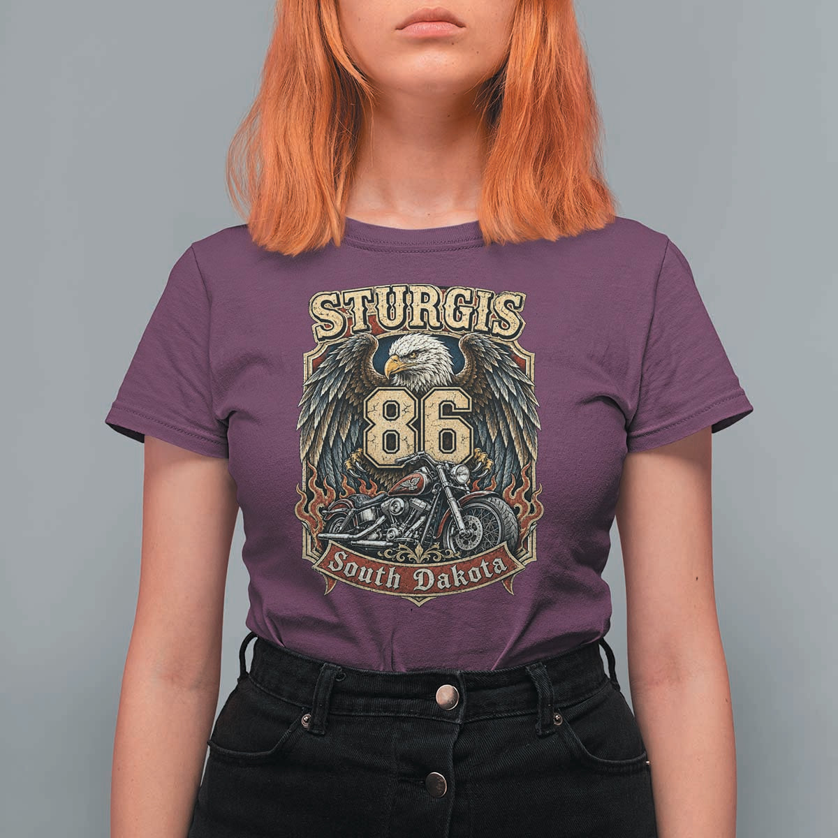 Sturgis South Dakota Motorcycle Lover Eagle 86th Anniversary T Shirt For Women