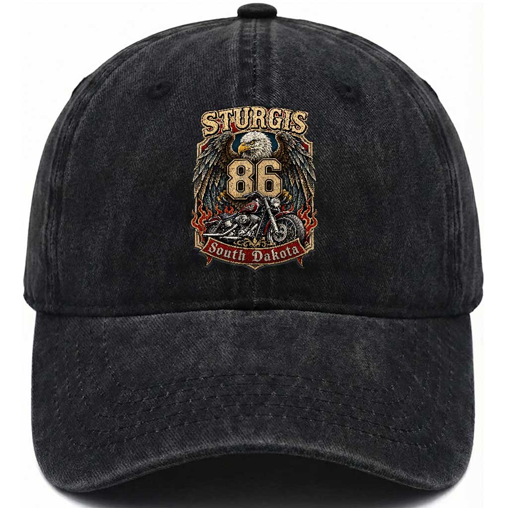 Sturgis South Dakota Motorcycle Lover Eagle 86th Anniversary Washed Cotton Baseball Cap