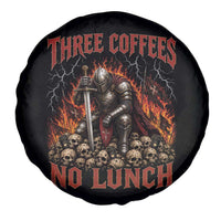 Three Coffees No Lunch Spare Tire Cover Funny Medieval Knight Coffee Lover