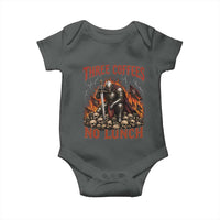 Three Coffees No Lunch Baby Onesie Funny Medieval Knight Coffee Lover