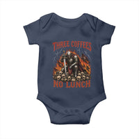 Three Coffees No Lunch Baby Onesie Funny Medieval Knight Coffee Lover