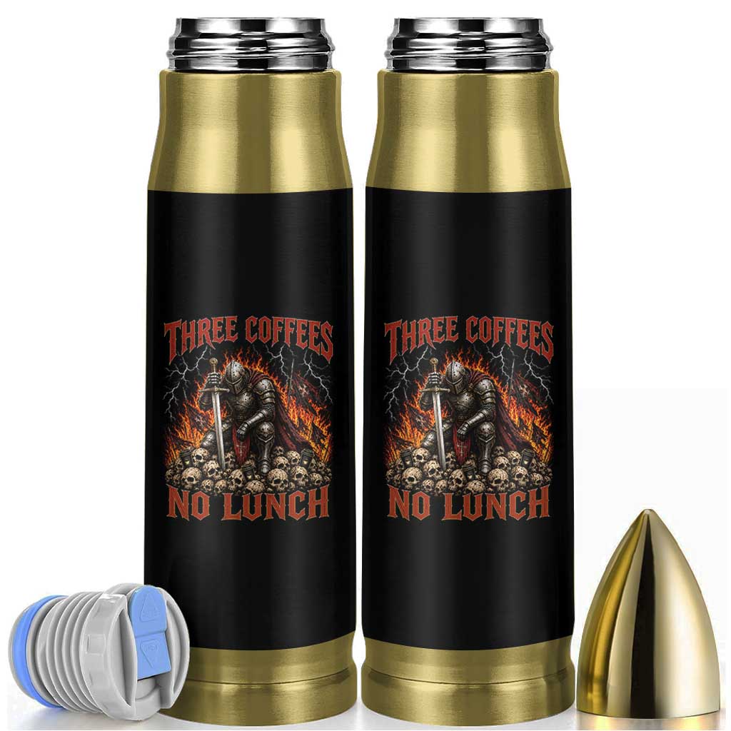 Three Coffees No Lunch Bullet Tumbler Funny Medieval Knight Coffee Lover
