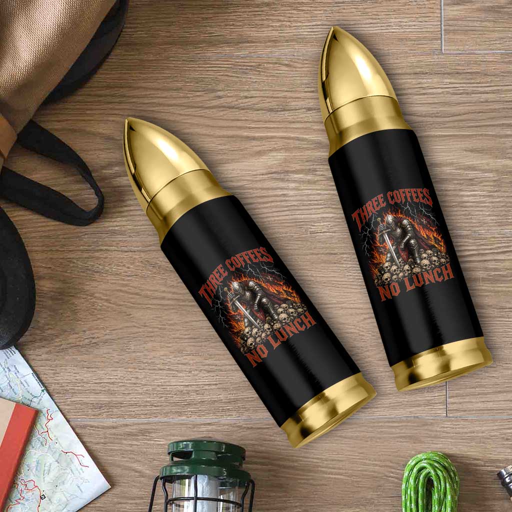 Three Coffees No Lunch Bullet Tumbler Funny Medieval Knight Coffee Lover