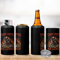 Three Coffees No Lunch 4 in 1 Can Cooler Tumbler Funny Medieval Knight Coffee Lover