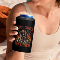 Three Coffees No Lunch 4 in 1 Can Cooler Tumbler Funny Medieval Knight Coffee Lover