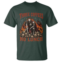 Three Coffees No Lunch T Shirt Funny Medieval Knight Coffee Lover