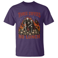 Three Coffees No Lunch T Shirt Funny Medieval Knight Coffee Lover