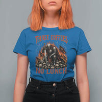 Three Coffees No Lunch T Shirt For Women Funny Medieval Knight Coffee Lover