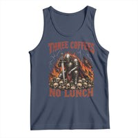 Three Coffees No Lunch Tank Top Funny Medieval Knight Coffee Lover