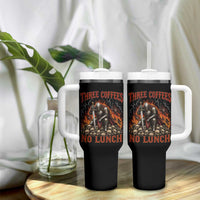 Three Coffees No Lunch Tumbler With Handle Funny Medieval Knight Coffee Lover