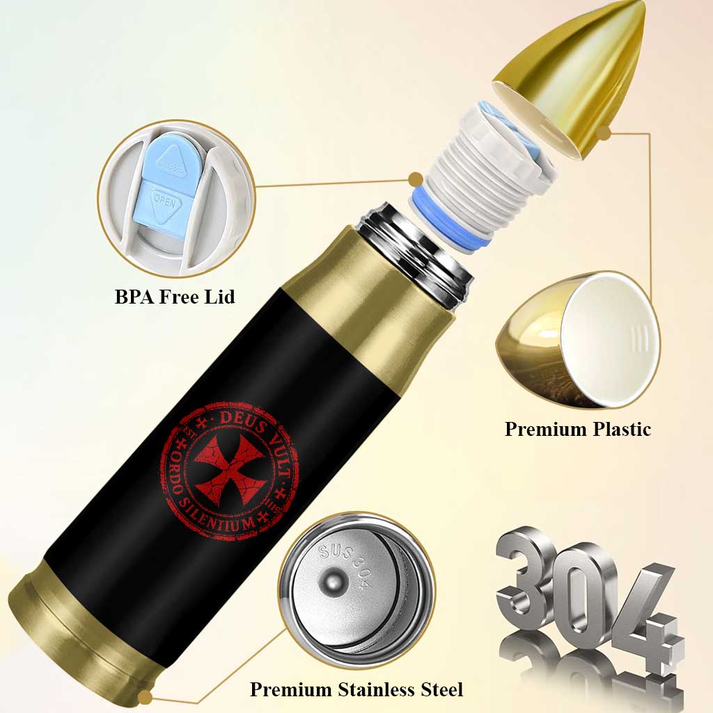 Deus Vult Ordo Silentium Knights Templar Est 1119 Bullet Tumbler Crusader Cross