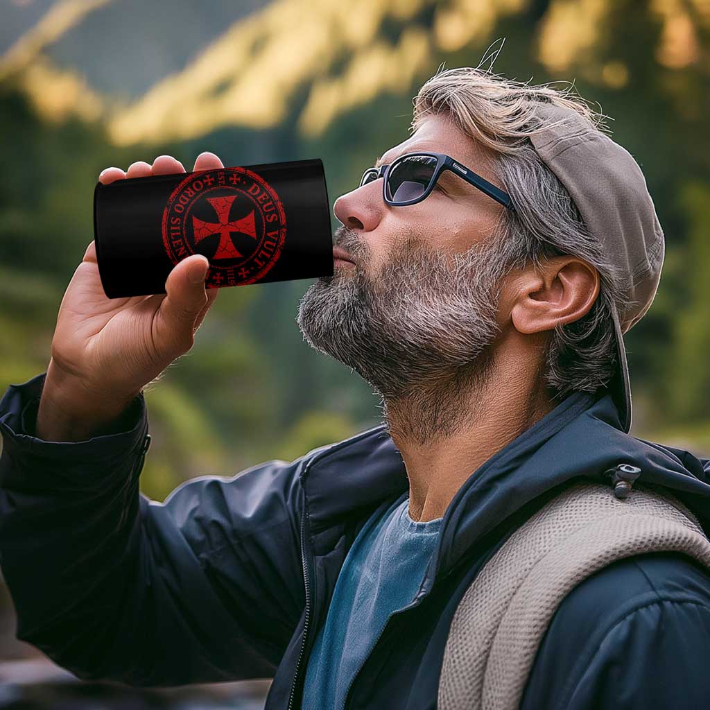 Deus Vult Ordo Silentium Knights Templar Est 1119 4 in 1 Can Cooler Tumbler Crusader Cross