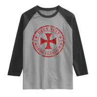 Deus Vult Ordo Silentium Knights Templar Est 1119 Raglan Shirt Crusader Cross