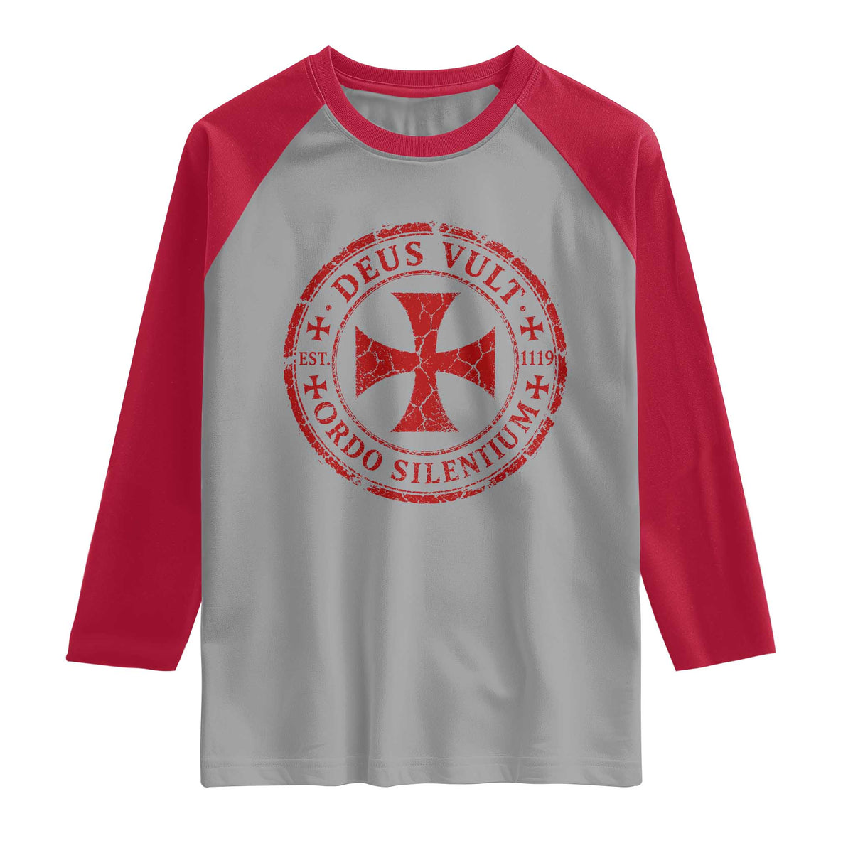 Deus Vult Ordo Silentium Knights Templar Est 1119 Raglan Shirt Crusader Cross