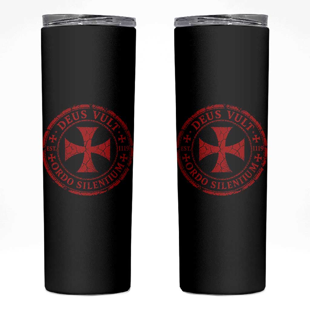 Deus Vult Ordo Silentium Knights Templar Est 1119 Skinny Tumbler Crusader Cross
