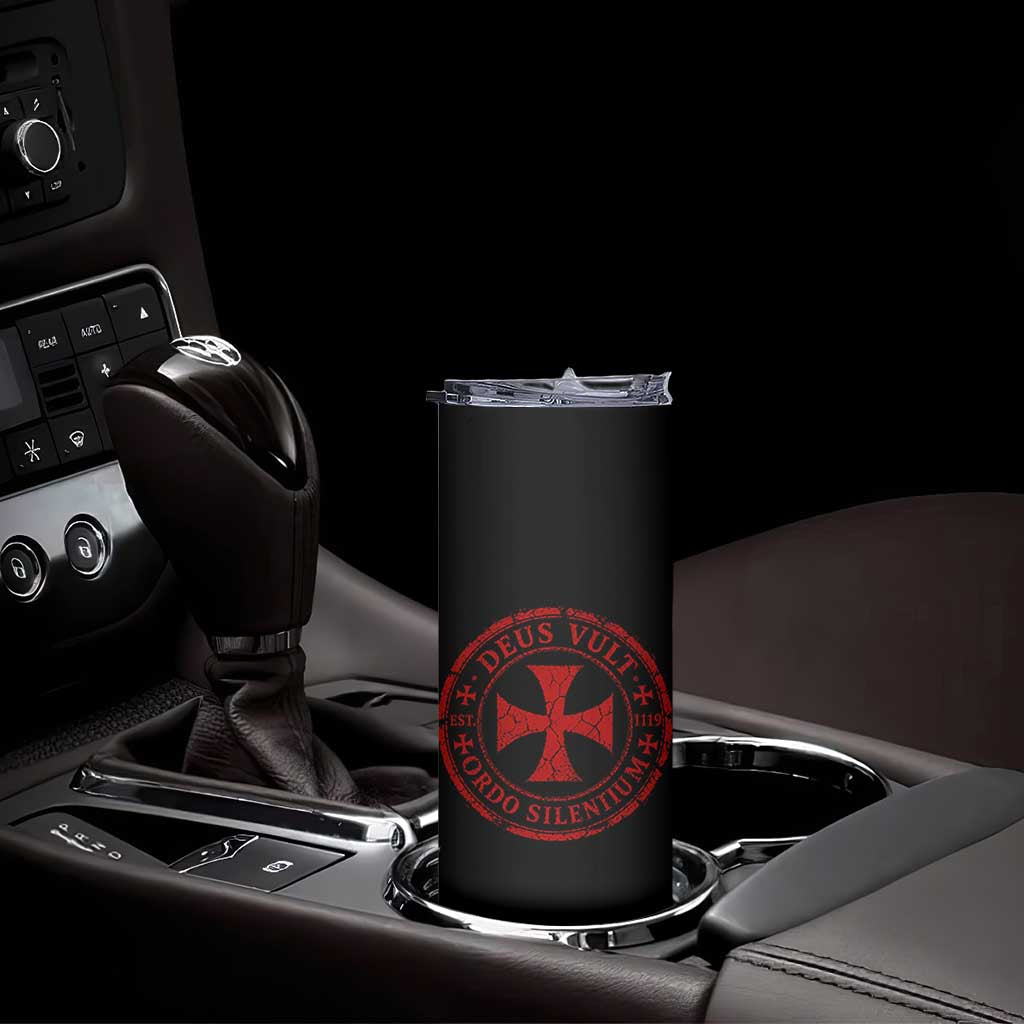 Deus Vult Ordo Silentium Knights Templar Est 1119 Skinny Tumbler Crusader Cross