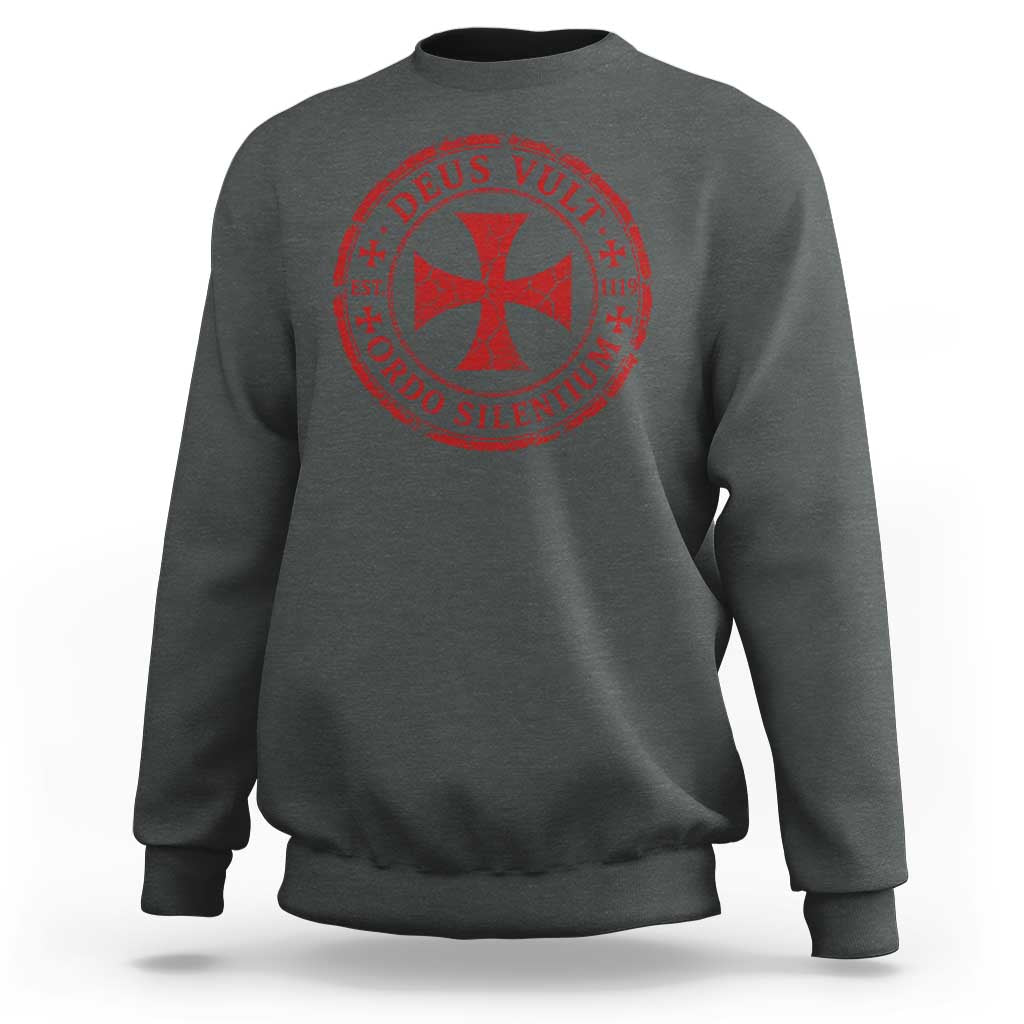 Deus Vult Ordo Silentium Knights Templar Est 1119 Sweatshirt Crusader Cross