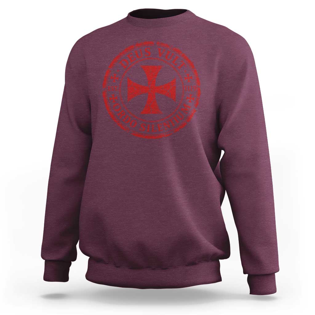 Deus Vult Ordo Silentium Knights Templar Est 1119 Sweatshirt Crusader Cross