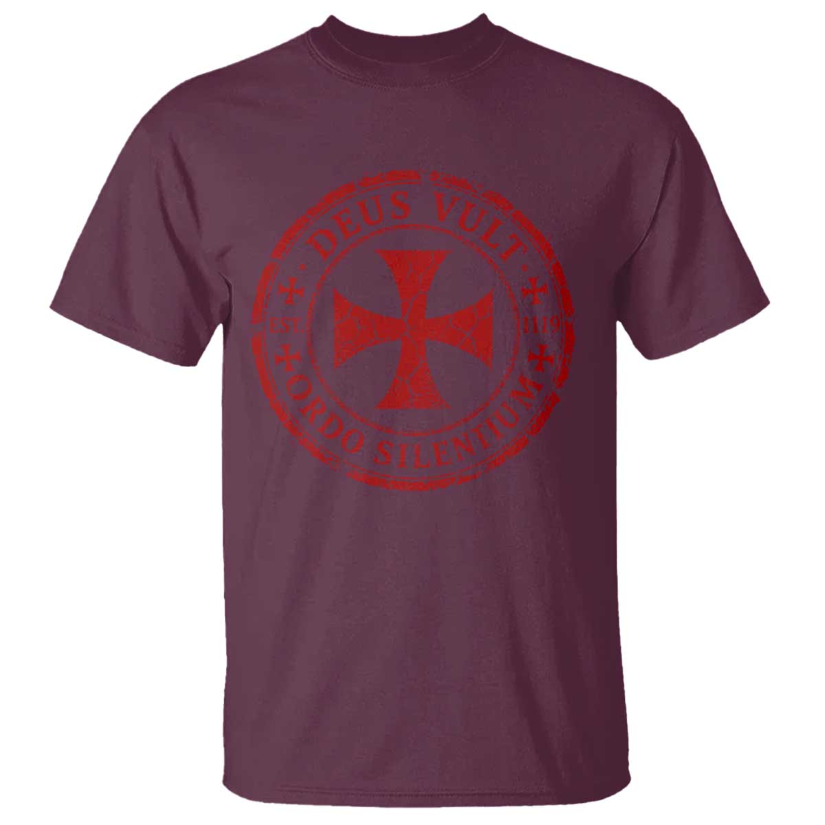 Deus Vult Ordo Silentium Knights Templar Est 1119 T Shirt Crusader Cross