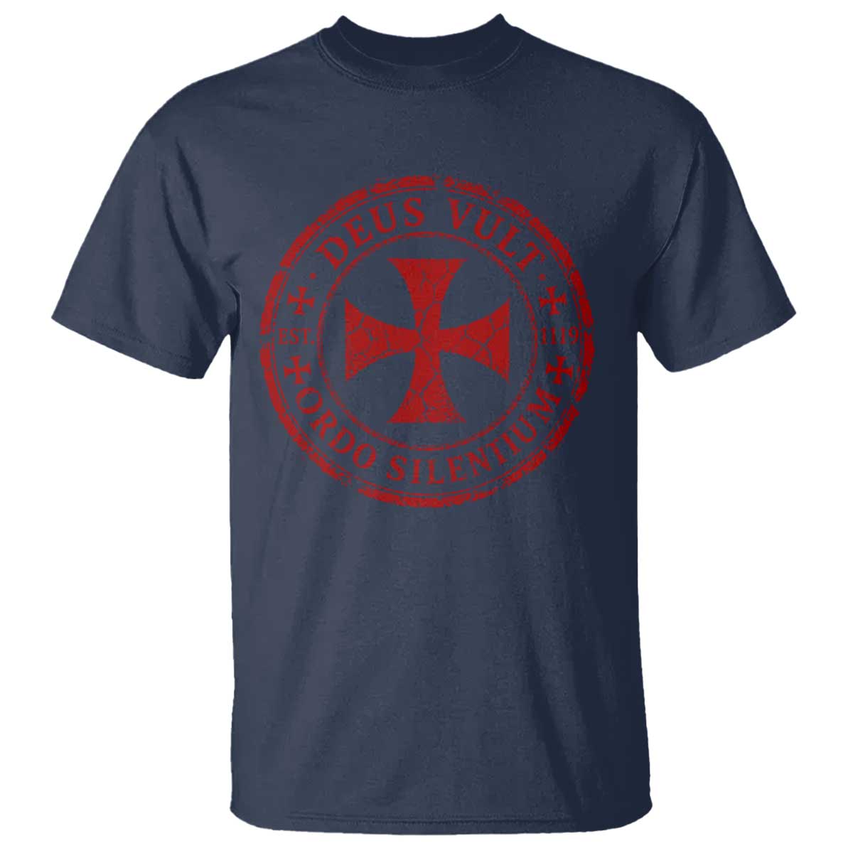 Deus Vult Ordo Silentium Knights Templar Est 1119 T Shirt Crusader Cross