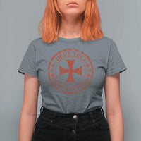 Deus Vult Ordo Silentium Knights Templar Est 1119 T Shirt For Women Crusader Cross