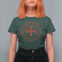 Deus Vult Ordo Silentium Knights Templar Est 1119 T Shirt For Women Crusader Cross