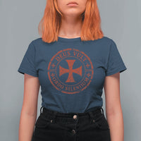 Deus Vult Ordo Silentium Knights Templar Est 1119 T Shirt For Women Crusader Cross