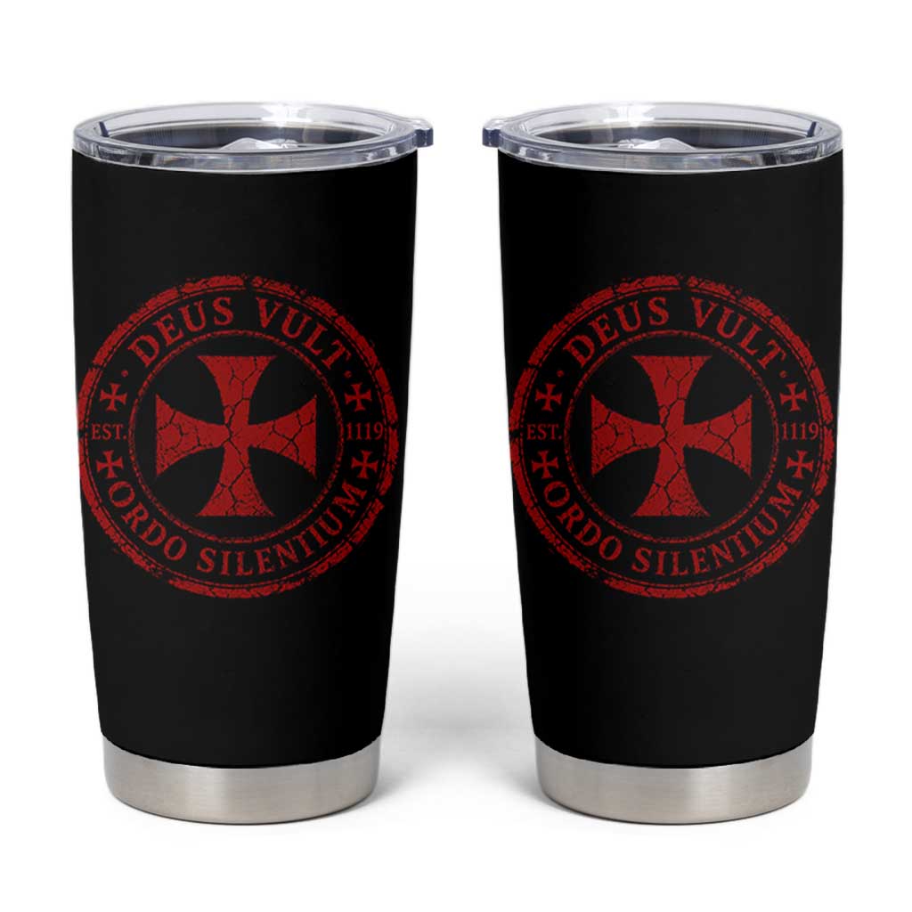 Deus Vult Ordo Silentium Knights Templar Est 1119 Tumbler Cup Crusader Cross
