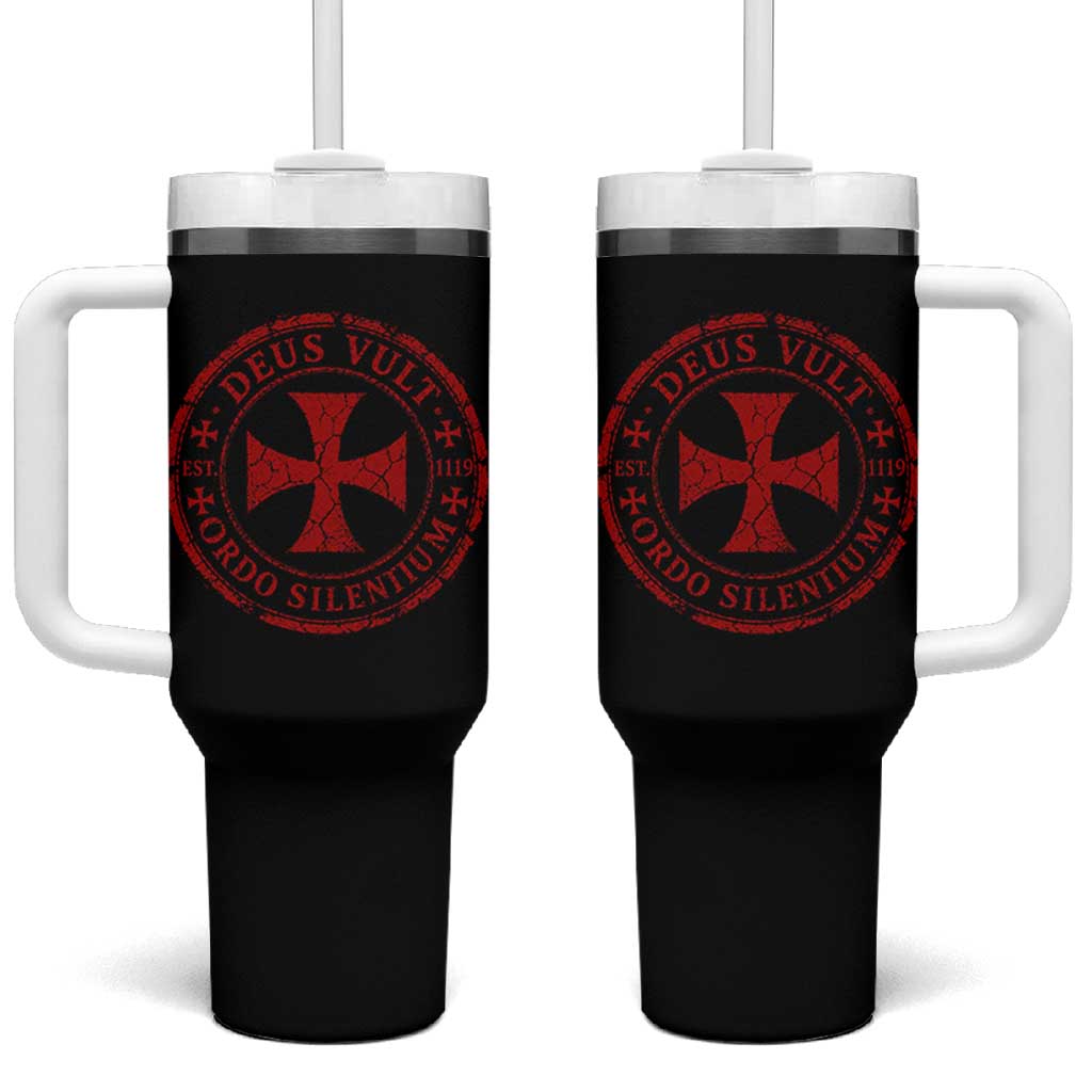 Deus Vult Ordo Silentium Knights Templar Est 1119 Tumbler With Handle Crusader Cross