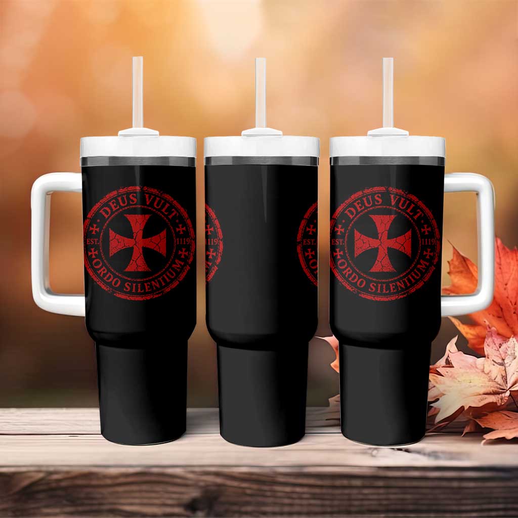 Deus Vult Ordo Silentium Knights Templar Est 1119 Tumbler With Handle Crusader Cross