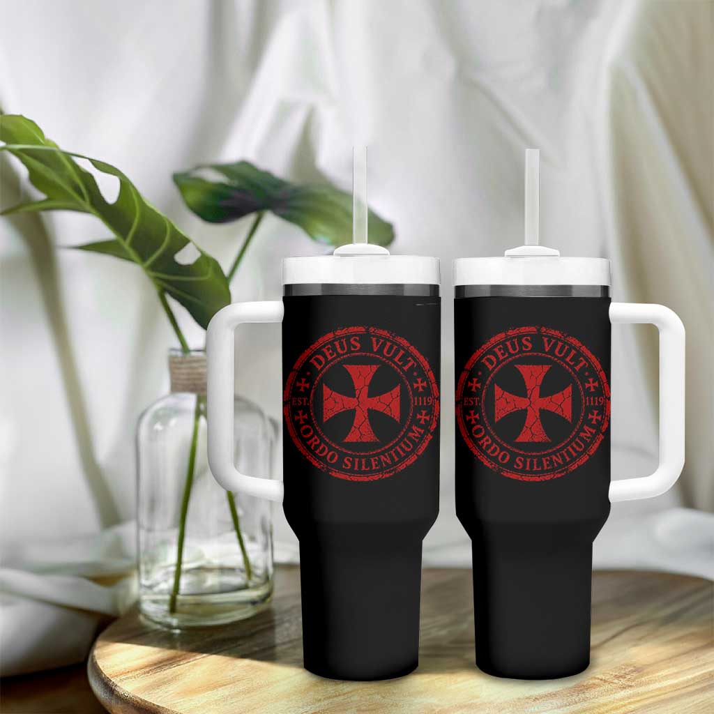 Deus Vult Ordo Silentium Knights Templar Est 1119 Tumbler With Handle Crusader Cross