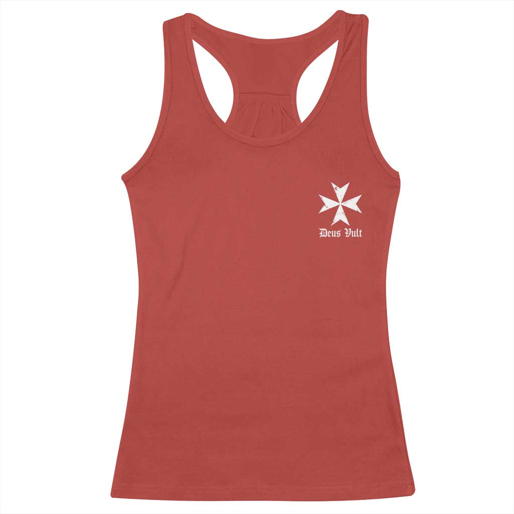 Knights Hospitaller Maltese Cross Catholic Christian Deus Vult Racerback Tank Top