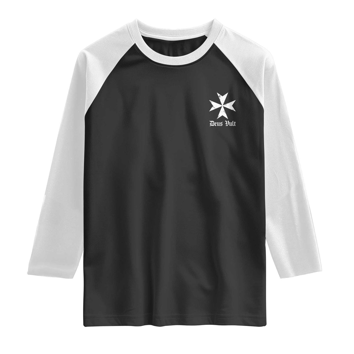 Knights Hospitaller Maltese Cross Catholic Christian Deus Vult Raglan Shirt